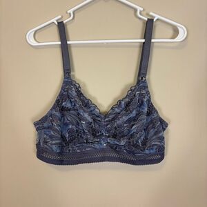 Montelle Purple with Blue Lace Unlined Bralette Bra Size 40B/C